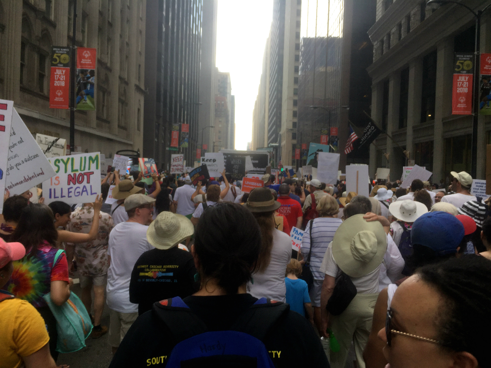 Families Belong Together protest on Clark St. in Chicago on June 30th, 2018